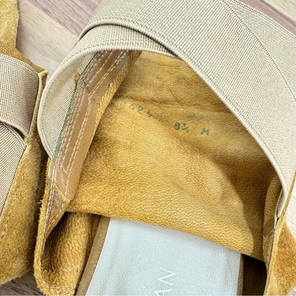 Stuart Weitzman leather ankle flat cognac suede tan sandals shoes Sz 8.5 - Picture 4 of 5